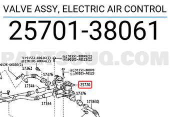 Toyota 2570138061 VALVE ASSY, ELECTRIC AIR CONTROL