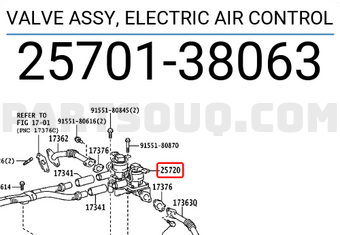 Toyota 2570138063 VALVE ASSY, ELECTRIC AIR CONTROL