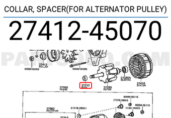 Toyota 2741245070 COLLAR, SPACER(FOR ALTERNATOR PULLEY)