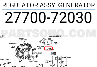 Toyota 2770072030 REGULATOR ASSY, GENERATOR