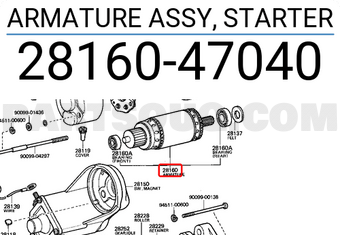 Toyota 2816047040 ARMATURE ASSY, STARTER