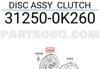 Toyota 312500K260 DISC ASSY CLUTCH