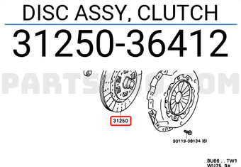 Toyota 3125036412 DISC ASSY, CLUTCH