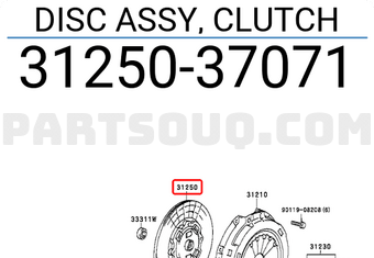 Toyota 3125037071 DISC ASSY, CLUTCH
