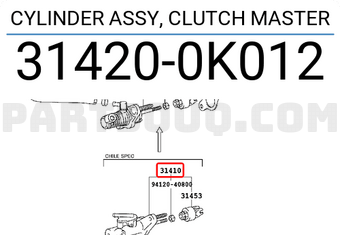 Toyota 314200K012 CYLINDER ASSY, CLUTCH MASTER