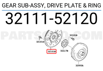 Toyota 3211152120 GEAR SUB-ASSY, DRIVE PLATE & RING