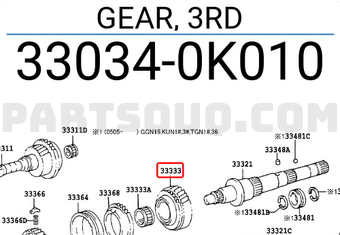 Toyota 330340K010 GEAR, 3RD