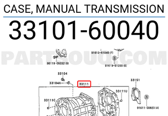 Toyota 3310160040 CASE, MANUAL TRANSMISSION