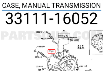 Toyota 3311116052 CASE, MANUAL TRANSMISSION