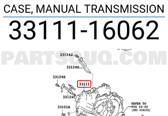 Toyota 3311116062 CASE, MANUAL TRANSMISSION
