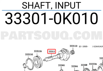 Toyota 333010K010 SHAFT, INPUT