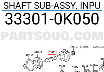 Toyota 333010K050 SHAFT SUB-ASSY, INPU