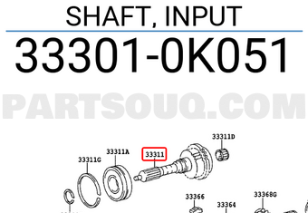 Toyota 333010K051 SHAFT, INPUT