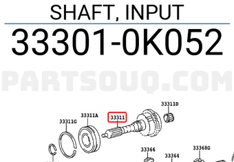Toyota 333010K052 SHAFT, INPUT