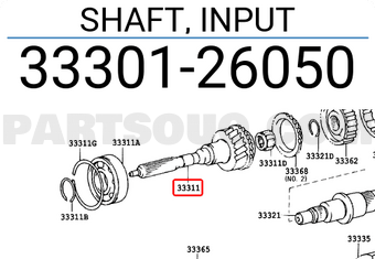 Toyota 3330126050 SHAFT, INPUT