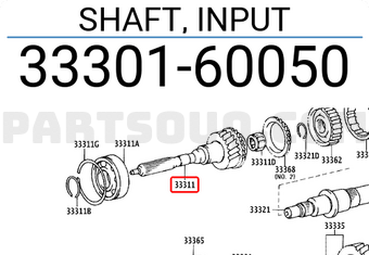 Toyota 3330160050 SHAFT, INPUT
