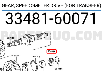 Toyota 3348160071 GEAR, SPEEDOMETER DRIVE (FOR TRANSFER)