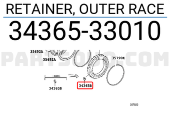 Toyota 3436533010 RETAINER, OUTER RACE