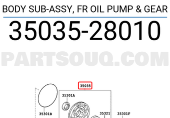 Toyota 3503528010 SUBCONJUNTO DE CUERPO Y ENGRANAJE DE BOMBA DE ACEITE DELANTERA