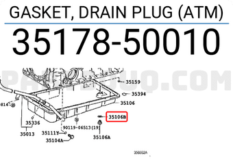 Toyota 3517850010 GASKET, DRAIN PLUG (ATM)