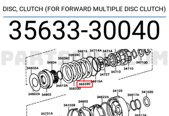 Toyota 3563330040 DISC, CLUTCH (FOR FORWARD MULTIPLE DISC CLUTCH)