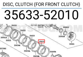 Toyota 3563352010 DISC, CLUTCH (FOR FRONT CLUTCH)