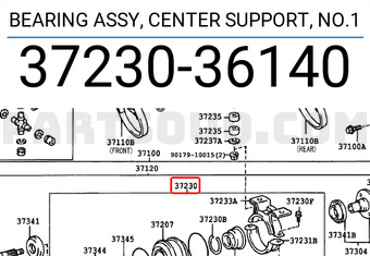 Toyota 3723036140 BEARING ASSY, CENTER SUPPORT, NO.1