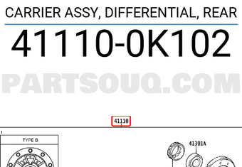 Toyota 411100K102 CARRIER ASSY, DIFFERENTIAL, REAR