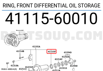 Toyota 4111560010 RING, FRONT DIFFERENTIAL OIL STORAGE