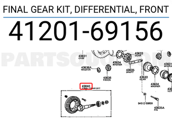 Toyota 4120169156 FINAL GEAR KIT, DIFFERENTIAL, FRONT
