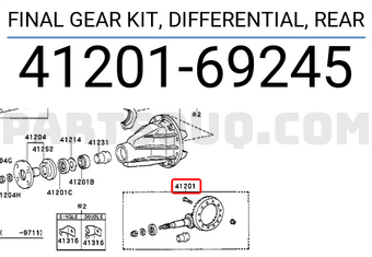 Toyota 4120169245 FINAL GEAR KIT, DIFFERENTIAL, REAR