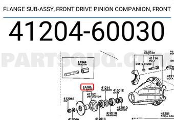 Toyota 4120460030 FLANGE SUB-ASSY, FRONT DRIVE PINION COMPANION, FRONT