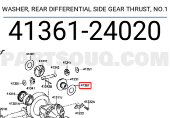 Toyota 4136124020 WASHER, REAR DIFFERENTIAL SIDE GEAR THRUST, NO.1