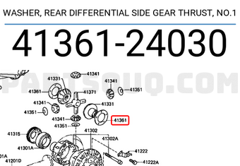 Toyota 4136124030 WASHER, REAR DIFFERENTIAL SIDE GEAR THRUST, NO.1