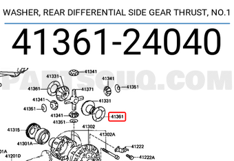 Toyota 4136124040 WASHER, REAR DIFFERENTIAL SIDE GEAR THRUST, NO.1