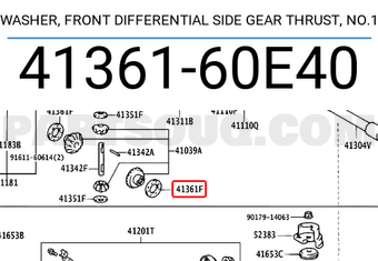 Toyota 4136160E40 WASHER, FRONT DIFFERENTIAL SIDE GEAR THRUST, NO.1