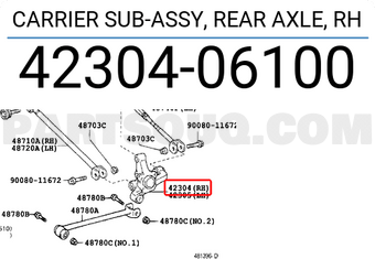 Toyota 4230406100 CARRIER SUB-ASSY, REAR AXLE, RH