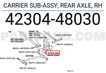 Toyota 4230448030 CARRIER SUB-ASSY, REAR AXLE, RH