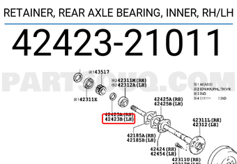 Toyota 4242321011 RETAINER, REAR AXLE BEARING, INNER, RH/LH