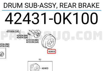 Toyota 424310K100 DRUM SUB-ASSY, REAR BRAKE