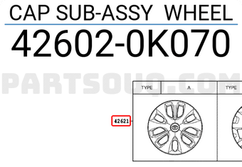 Toyota 426020K070 CAP SUB-ASSY WHEEL