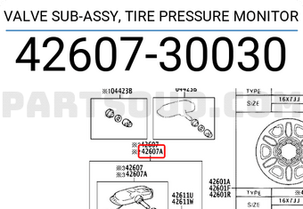 Toyota 4260730030 VALVE SUB-ASSY, TIRE PRESSURE MONITOR