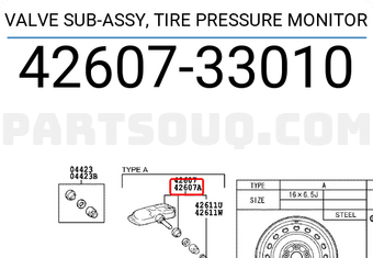 Toyota 4260733010 VALVE SUB-ASSY, TIRE PRESSURE MONITOR