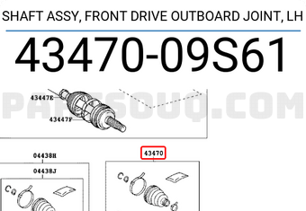 Toyota 4347009S61 SHAFT ASSY, FRONT DRIVE OUTBOARD JOINT, LH