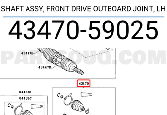 Toyota 4347059025 SHAFT ASSY, FRONT DRIVE OUTBOARD JOINT, LH