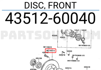 Toyota 4351260040 DISC, FRONT