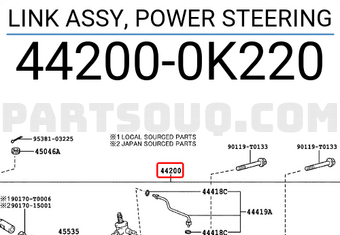 Toyota 442000K220 LINK ASSY, POWER STEERING