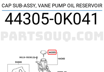 Toyota 443050K041 CAP SUB-ASSY, VANE PUMP OIL RESERVOIR