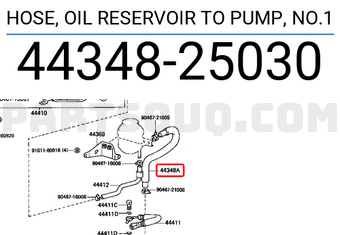 Toyota 4434825030 HOSE, OIL RESERVOIR TO PUMP, NO.1