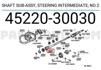 Toyota 4522030030 SHAFT SUB-ASSY, STEERING INTERMEDIATE, NO.2